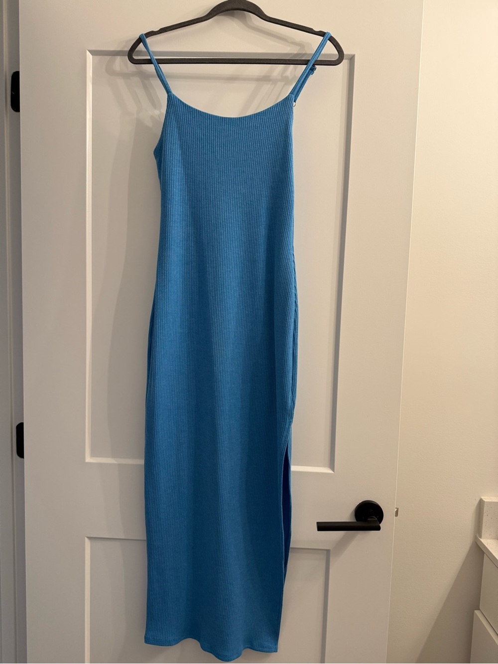 Tyche Blue Ribbed Slip Maxi Dress